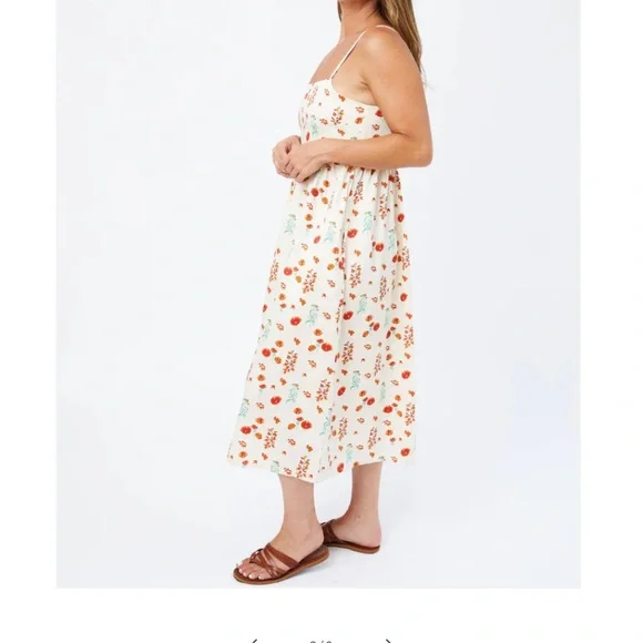 Mata Traders Sofia Midi Botanical Dawn Floral Strapless Dress w Pockets - Picture 4 of 9